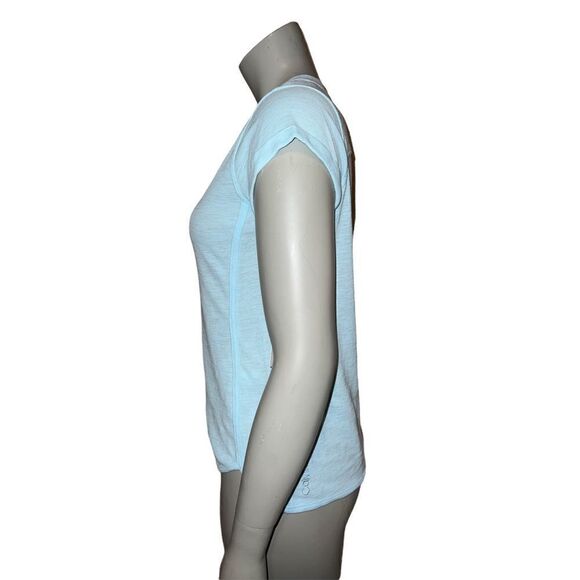 Calvin Klein Performance Light Blue Waffle Knit Rolled Cuff T-Shirt Women XS NWT - Picture 5 of 8
